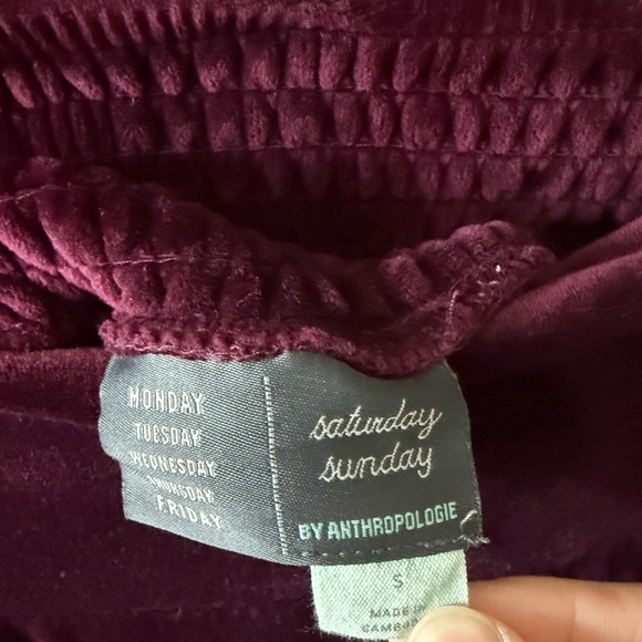 Anthropologie|Burgundy Velour Tracksuit,two piece matching set•••Small/Medium - Picture 9 of 16
